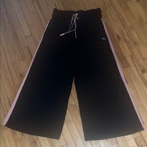 Puma Black Wide Leg Pants with Pink Accents